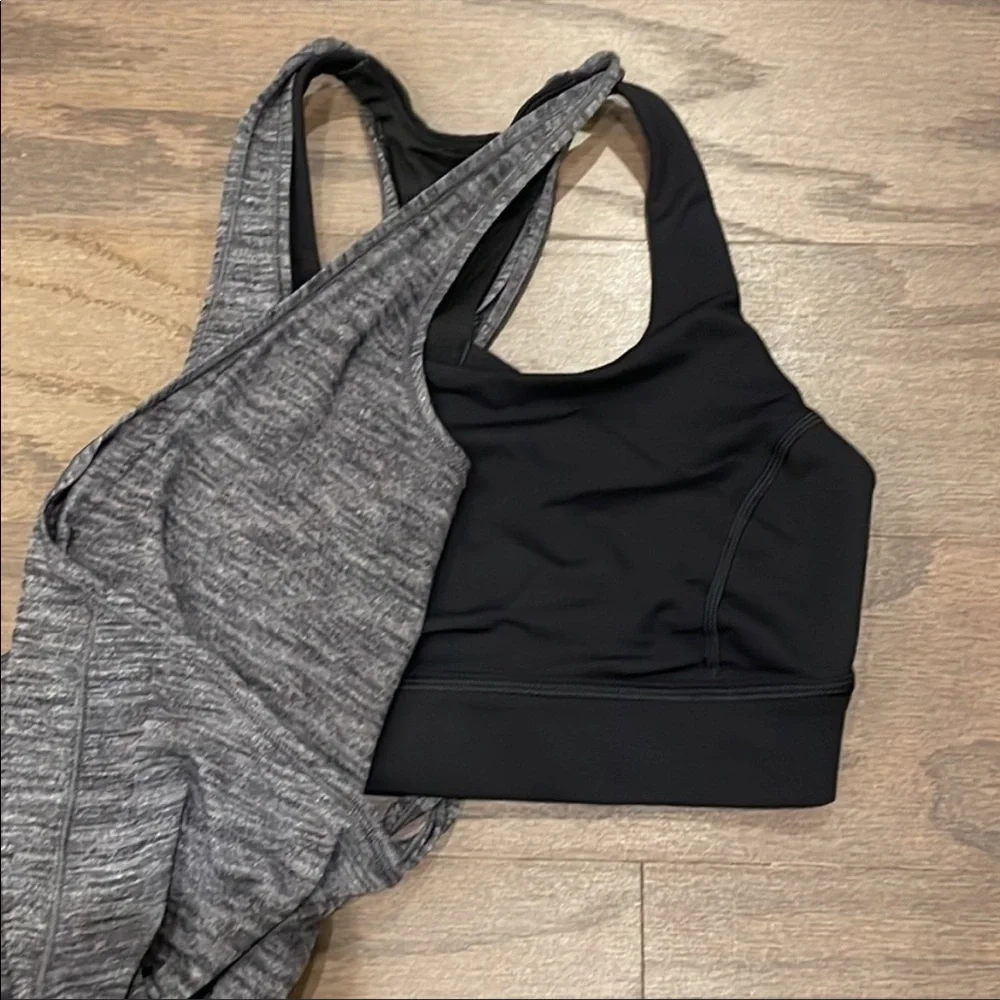 Lululemon Grey Twist Back Tank With Built In Sports Bra - Size 4